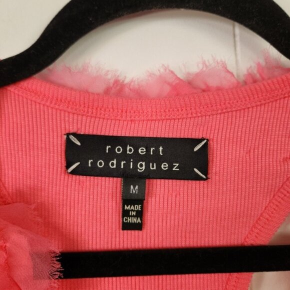Robert Rodriguez Hot Pink Ribbed Ruffle Lace Tank Top Stretch Medium Designer - Picture 3 of 6